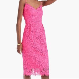 J.Crew Pink Guipure Lace Spaghetti Strap Midi Dres